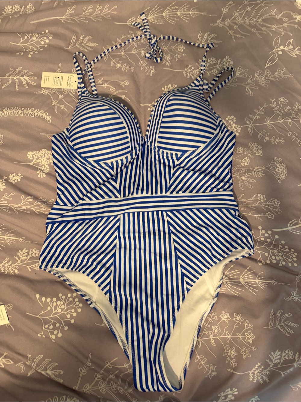 Cupshe Blue and White Striped One-Piece Swimsuit
